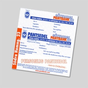 Pantsedel Göteborgs Pantbank